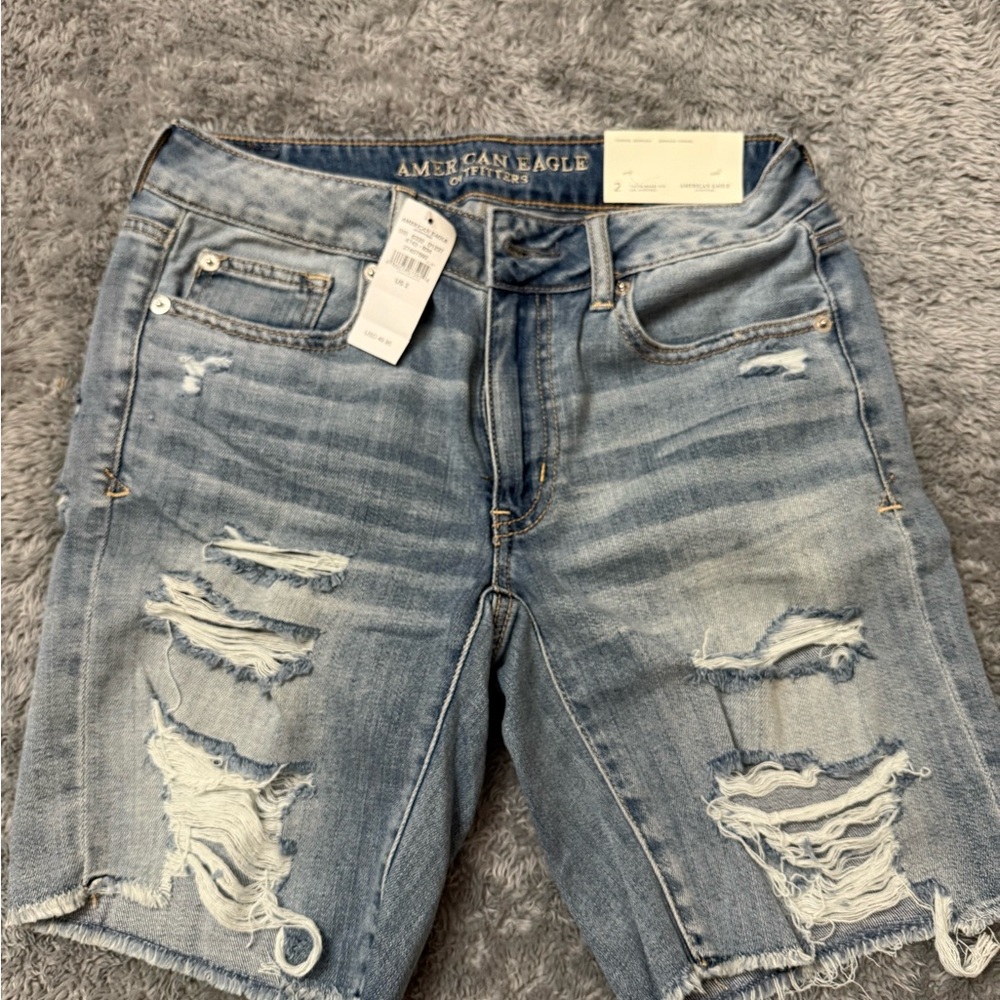 American Eagle Distressed Denim Bermuda Shorts